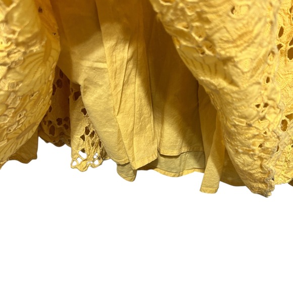 Coldwater Creek Skirt PXL Butter Yellow Cotton Floral Eyelet Cowgirl Cottagecore - Picture 4 of 10